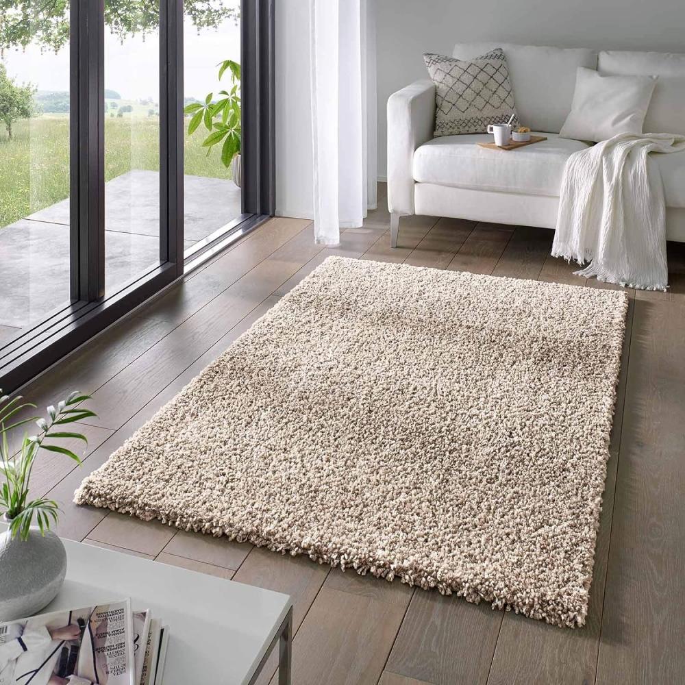 Taracarpet Shaggy Teppich Wohnzimmer Venezia Hochflor Langflor Teppiche modern Beige 240x340 cm Bild 1