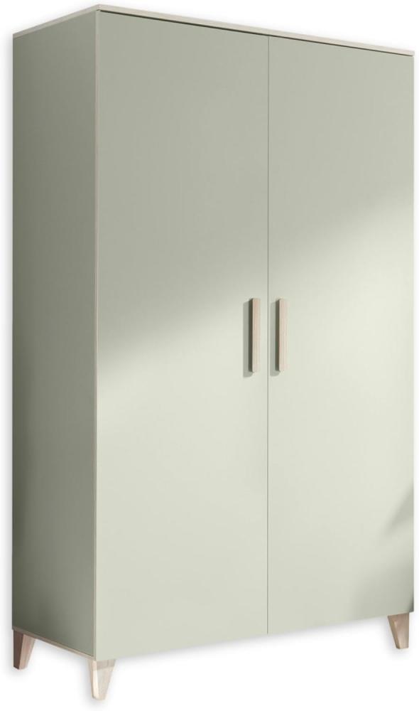 PRIZZI Babyzimmer Kleiderschrank in Pastellgrün/Aurum Optik - Vielseitiger Drehtürenschrank 2-türig mit viel Stauraum - 100 x 200 x 55 cm (B/H/T) Bild 1