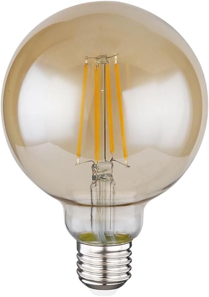 LED 7 Watt Leuchtmittel, Kugel Glas amber, dimmbar, DxH 9,5x14 cm Bild 1