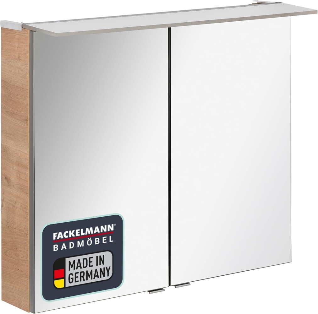 Fackelmann B.PERFEKT LED Spiegelschrank 80 cm breit, Braun hell Bild 1