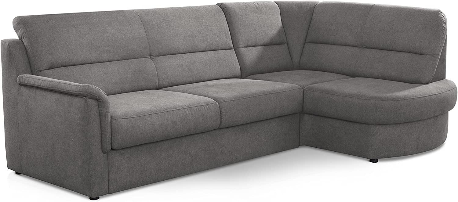 Cavadore Ecksofa Paris mit Federkern / Kleines L-Sofa mit Vorziehsitz, Bettkasten und Ottomane / 243 x 87 x 155 / Grau Bild 1