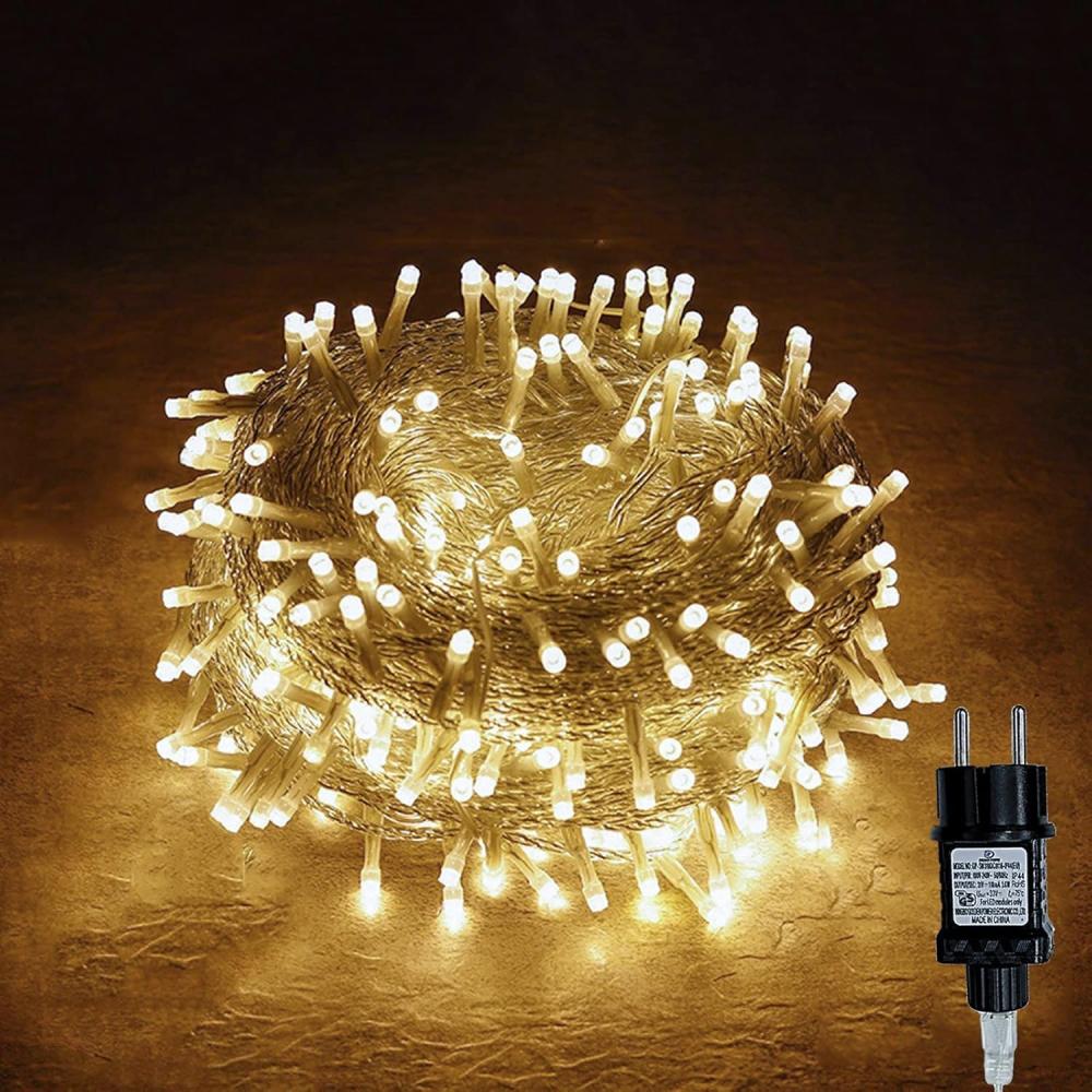 Gresonic 100/200/300/400er Led Lichterkette Strombetrieben mit Stecker Außen und Innen für Hochzeit Weihnachten Party Warmweiß (Warmweiss, 300LED) Bild 1