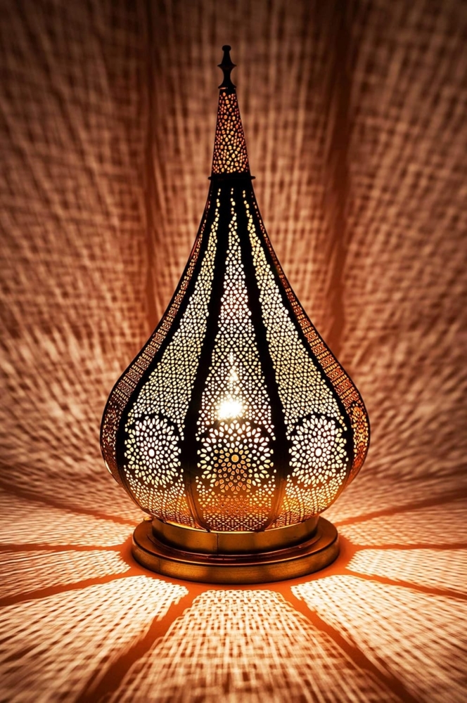Marrakesch Orient & Mediterran Interior Nachttischlampe Orientalische Tischlampe Lampe Kais Gold, Handarbeit Bild 1