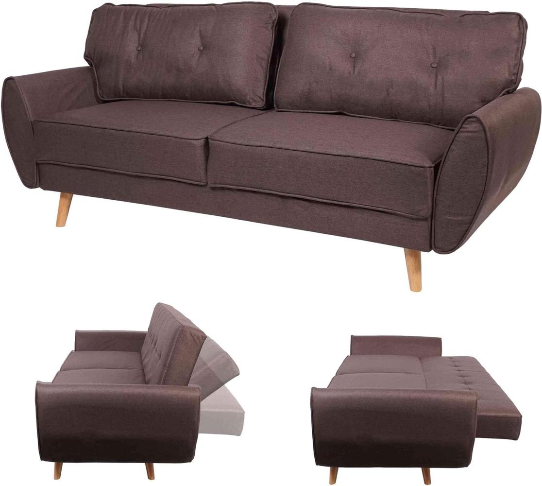 3er-Sofa HWC-J19, Couch Klappsofa Lounge-Sofa, Schlaffunktion 203cm ~ Stoff/Textil braun Bild 1