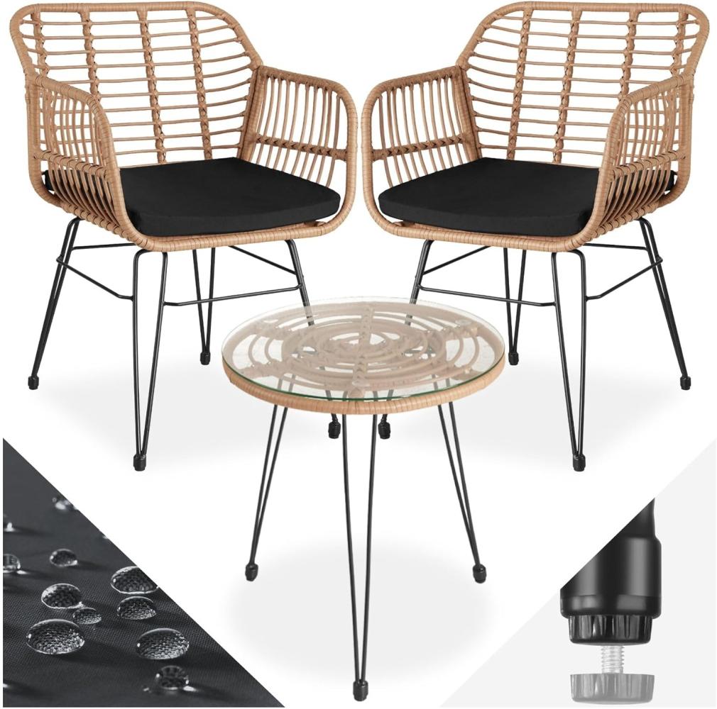 tectake Sitzgruppe Rattan Sitzgruppe, (Set, 3-tlg), für 2 Personen Bild 1