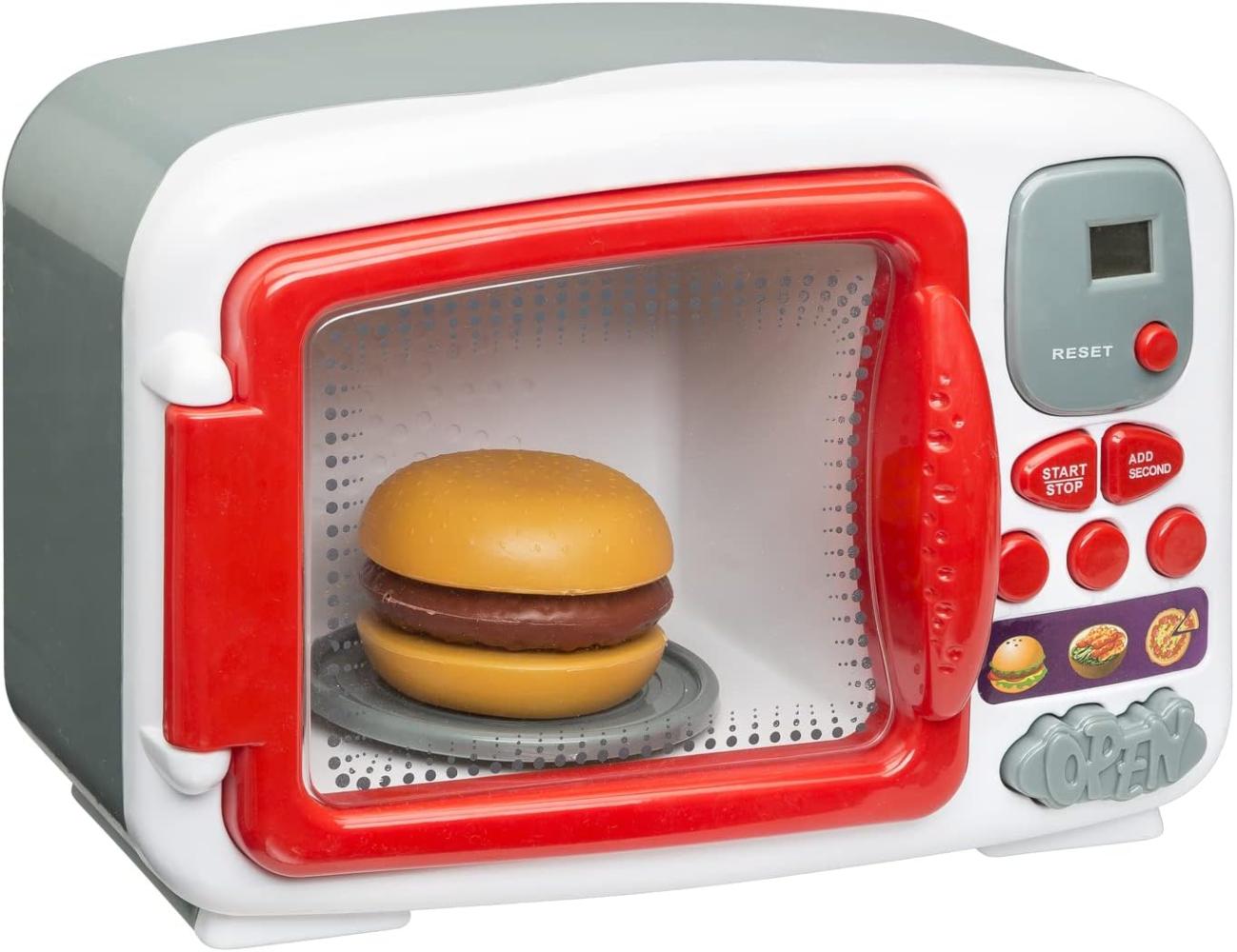 Idena 40470 - Mikrowelle für Kinder mit Licht- und Toneffekten, Küchengerät mit 7 Grundfunktionen und umfangreichem Zubehör, Spielzeug zum Erlernen praktischer Fertigkeiten Bild 1