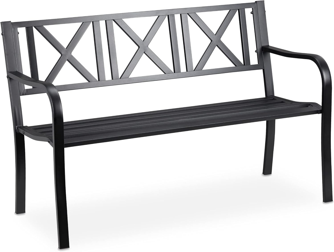 RELAXDAYS Gartenbank, 2 Sitzer, Terrasse, Balkon, Stahl, stabile Garten Sitzbank, HxBxT: 80,5 x 127 x 63 cm, schwarz Bild 1