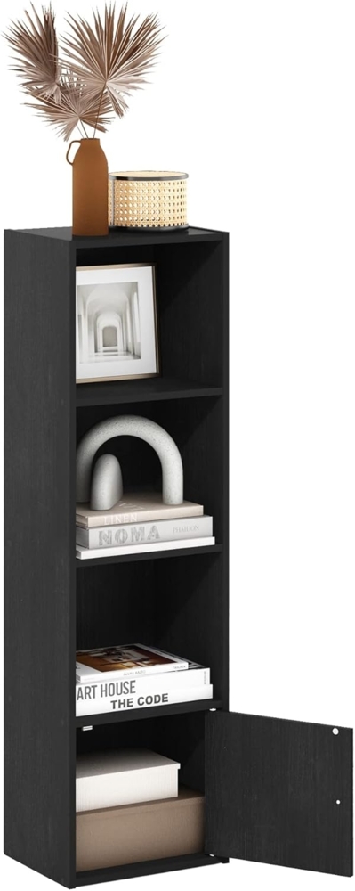 Furinno Luder Bücherregal mit 4 Etagen, mit 1 Türen, Schwarzholz Bild 1