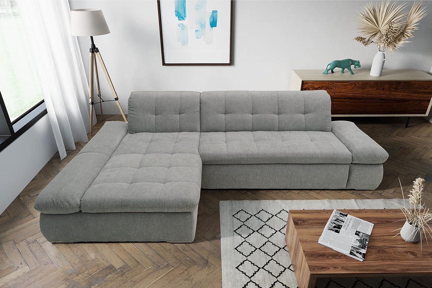 DOMO. collection Moric Couch, Ecksofa, Eckcouch, Sofa in L-Form, hellgrau, 300 x 172 x 80 cm Bild 1