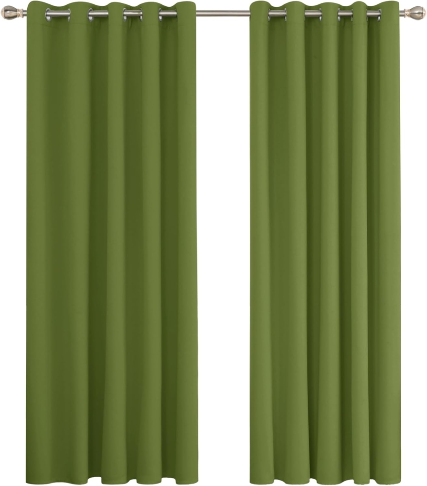 Deconovo Kälteschutzvorhang Blickdicht Verdunkelungsvorhang Kälteschutz Gardinen Kinderzimmer, 229x168 cm(HöhexBreite), Apfelgrün, 2er Set Bild 1