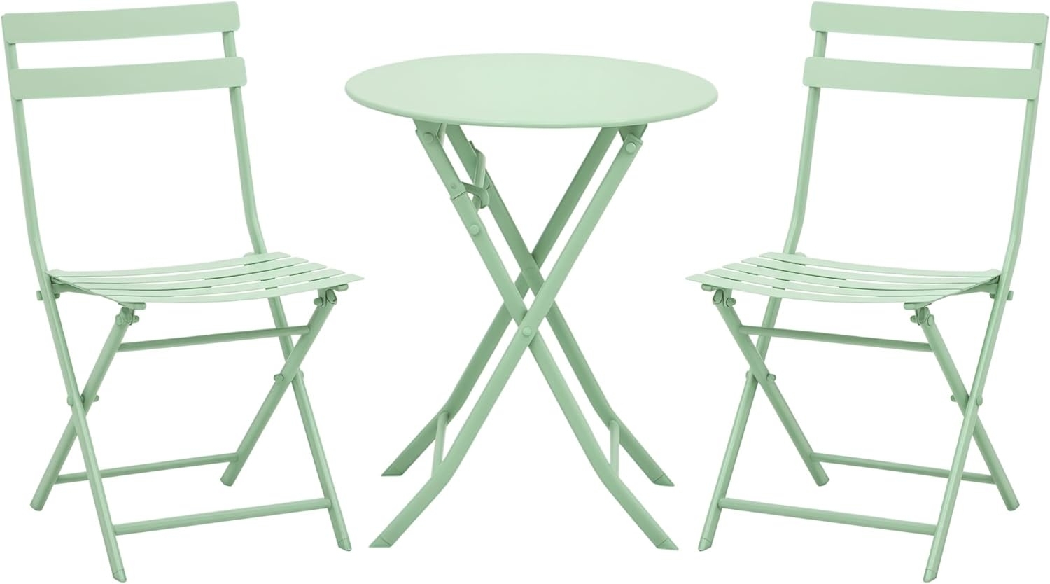 Outsunny Balkonset Gartenset Bistrotisch mit 2 Stühlen für Hof Garten, (Garnitur, 3-tlg, Balkonmöbel Set), Klappbar Grün Ø60L x 71H cm Bild 1