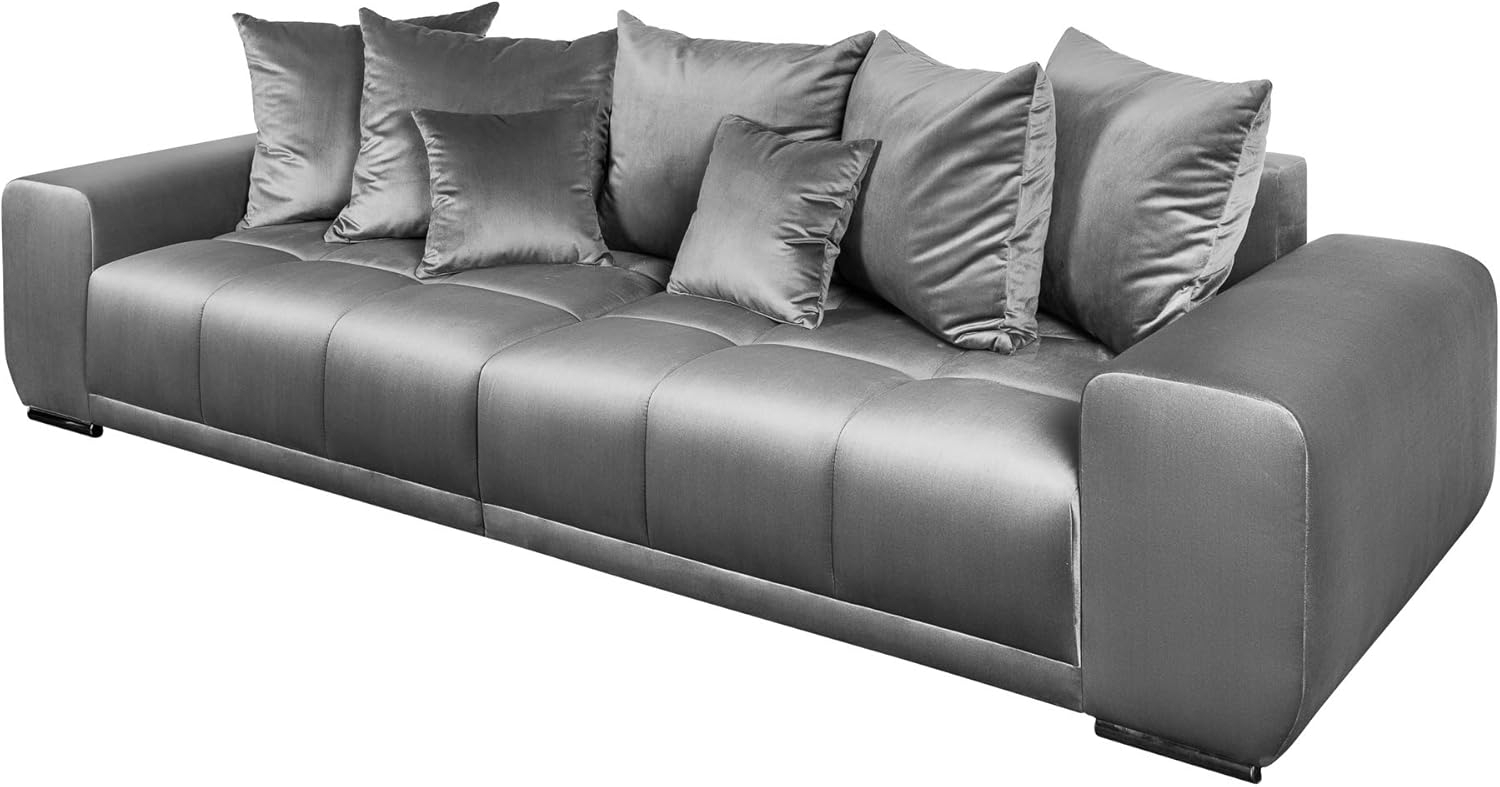 riess-ambiente Big-Sofa ELEGANCIA 285cm silbergrau, Einzelartikel 1 Teile, XXL Couch · Samt · mit Federkern · inkl. Kissen · Design Bild 1