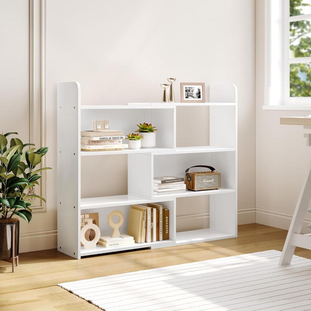 YITAHOME 4 Etagen offenes Bücherregal Bücherregal mit 6 Aufbewahrungseinheiten, Holzdisplay Lagerregal Büro für Wohnzimmer Schlafzimmer, Weiß, 60 x 24 x 90 cm Bild 1