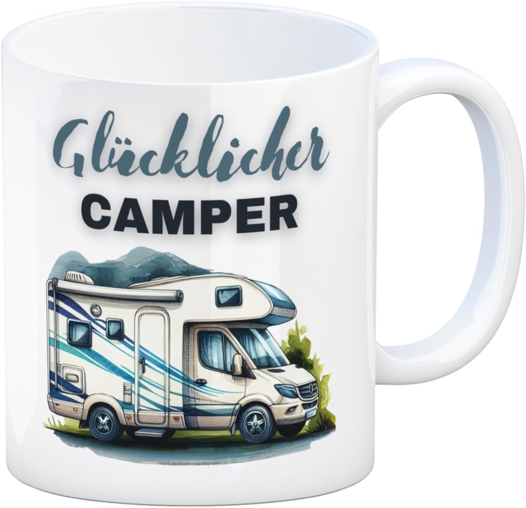 speecheese Tasse Wohnmobil Kaffeebecher mit Spruch Glücklicher Camper Bild 1