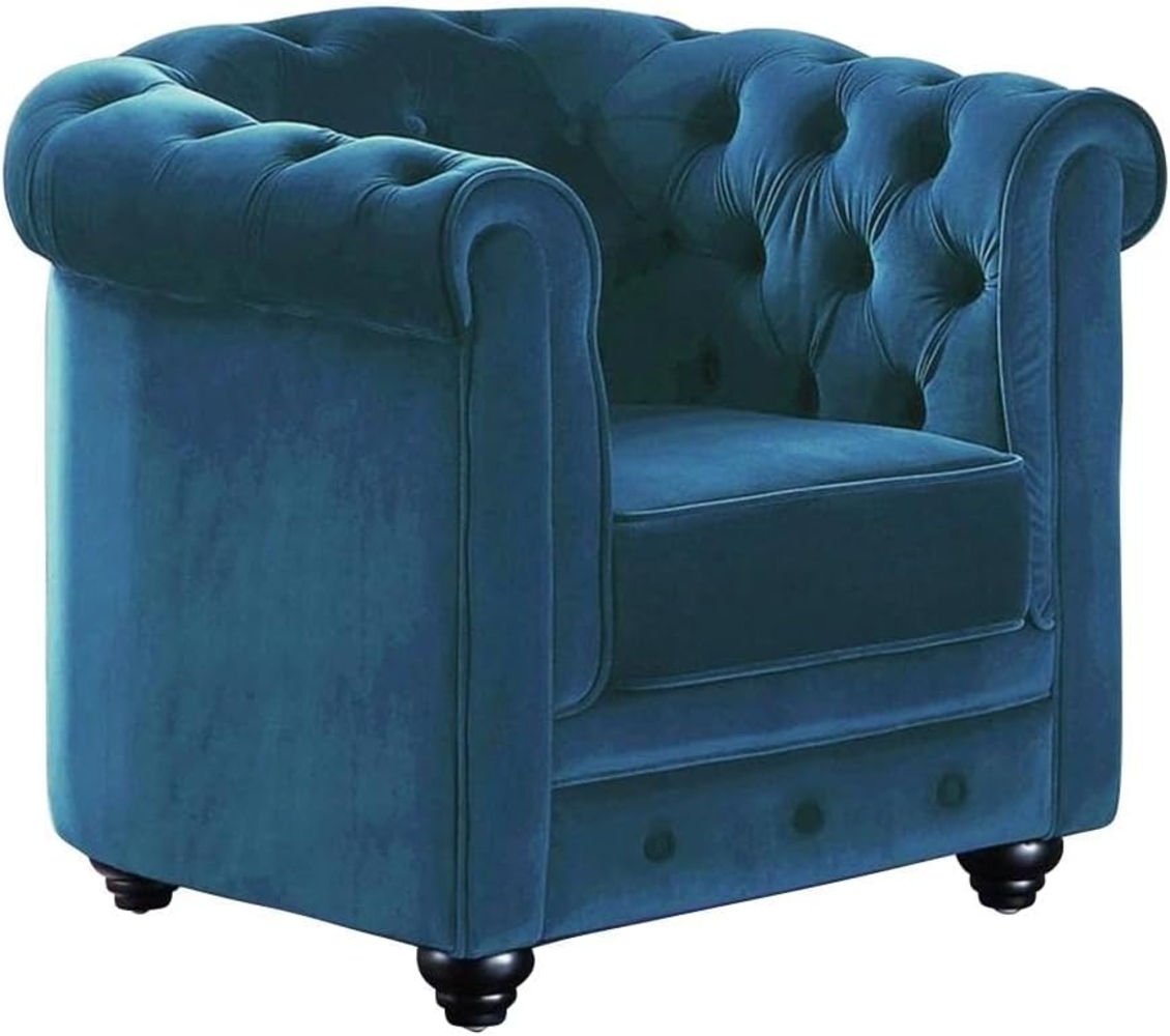 Sessel CHESTERFIELD - Samt - Grünblau Bild 1