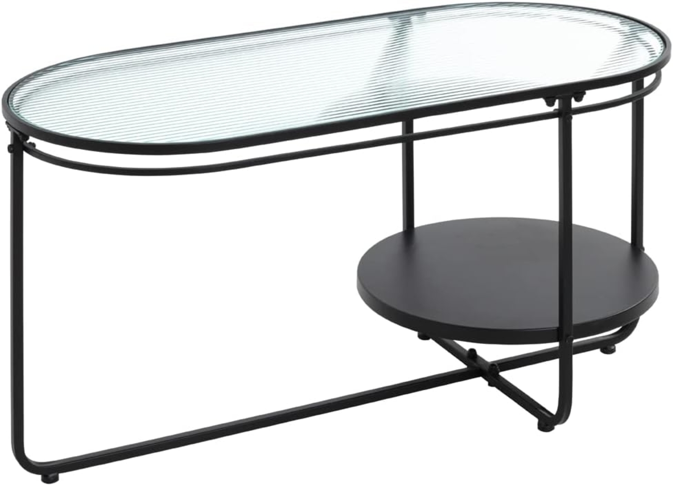 HAKU Möbel Couchtisch schwarz, Metall, Sicherheitsglas - Maße: B 90 cm x H 49 cm x T 42 cm, Style: Modern Bild 1