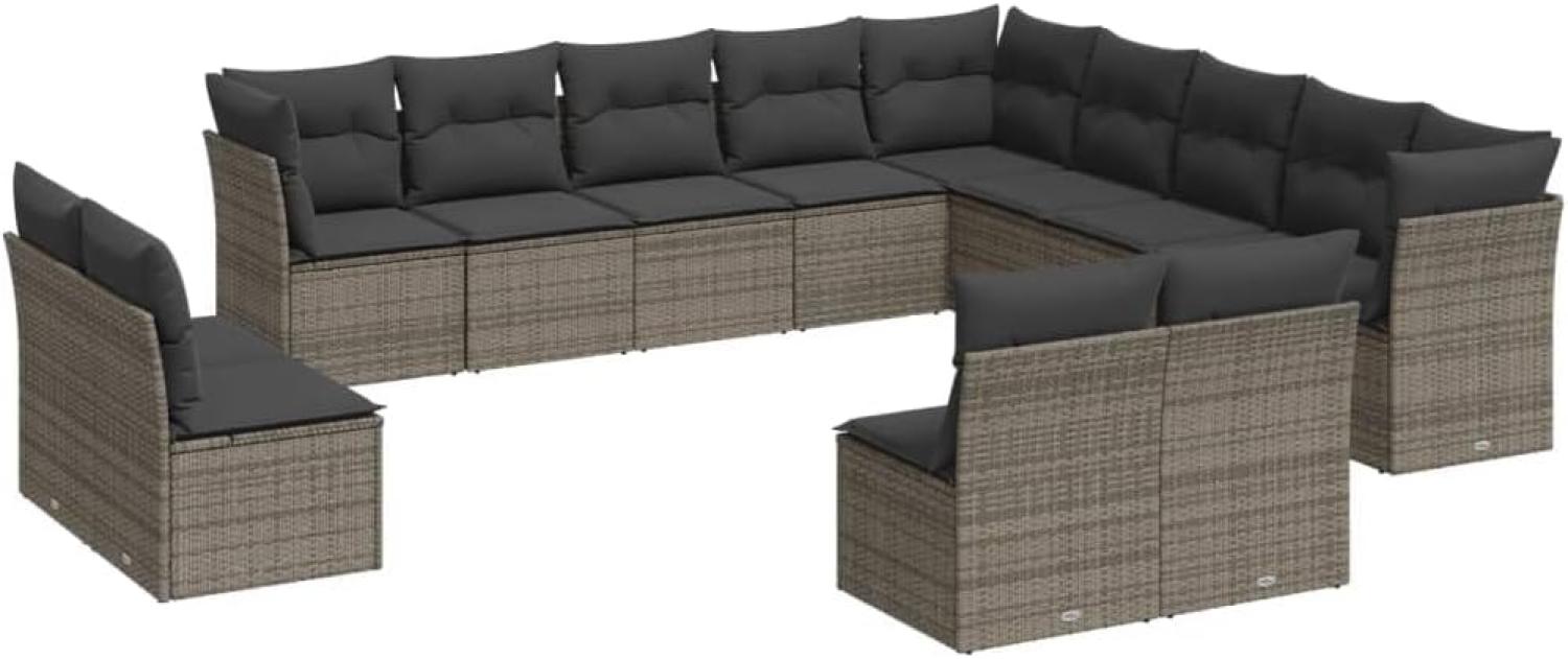 vidaXL 12-tlg. Garten-Sofagarnitur mit Kissen Grau Poly Rattan 3218420 Bild 1