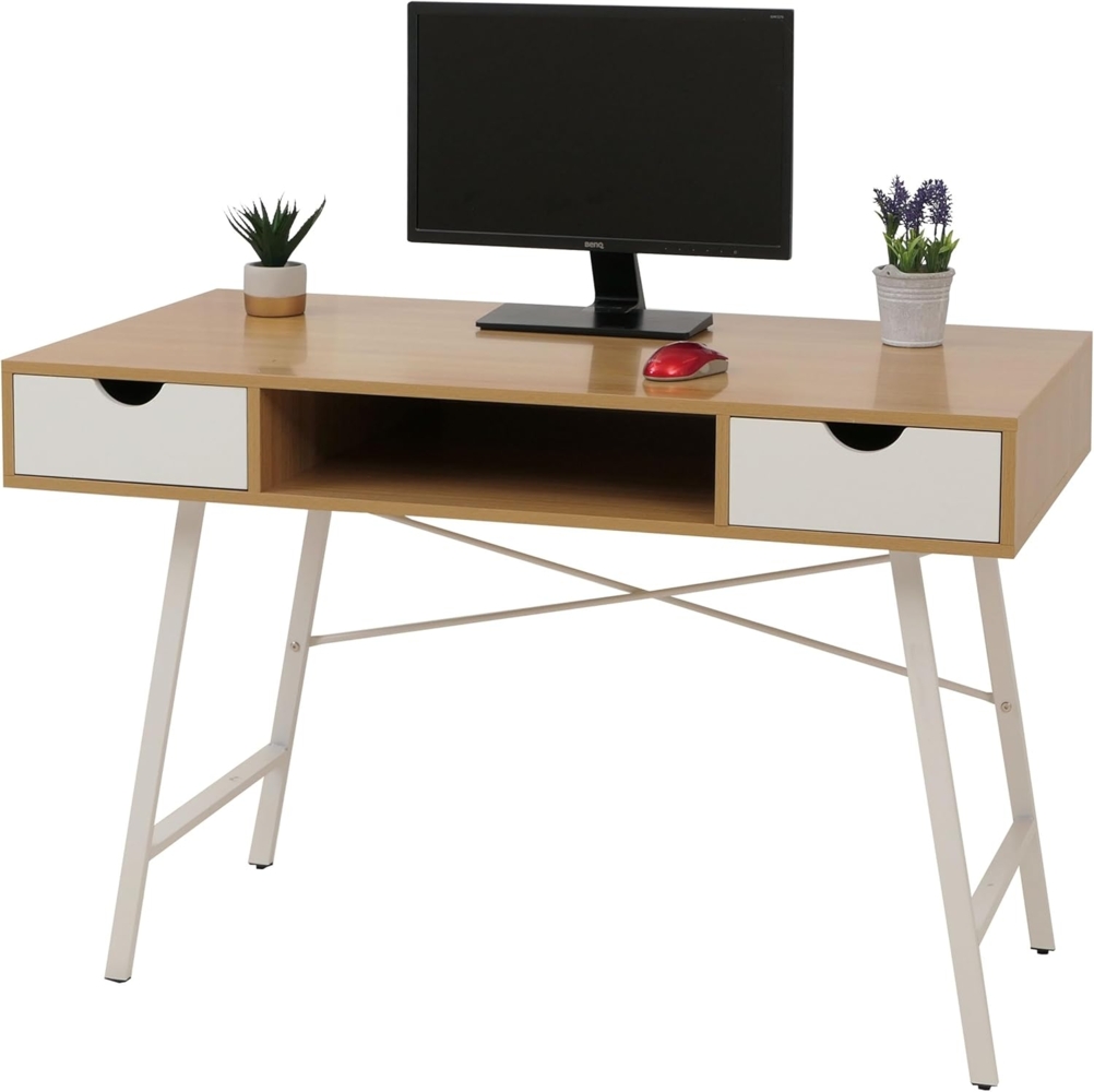Schreibtisch, naturbraun/weiß, 76 x 120 x 60 cm Bild 1