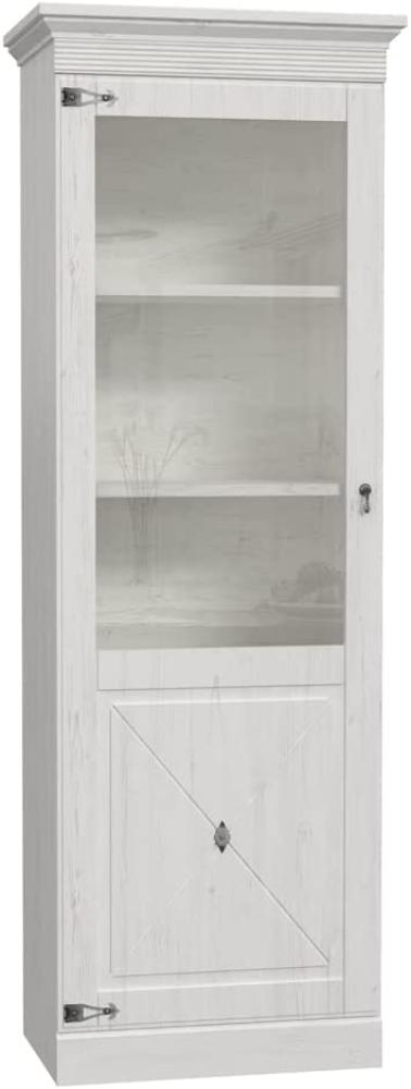 Vitrine Enzo 5 Pinie weiß 72x206x45cm LED Glasvitrine Schrank Landhaus mit Beleuchtung Bild 1