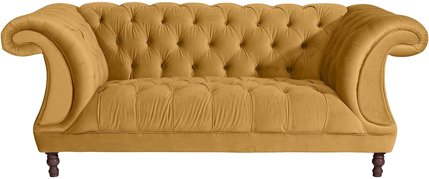 Ivette Sofa 2-Sitzer Samtvelours Mais Buche Nussbaumfarben Bild 1