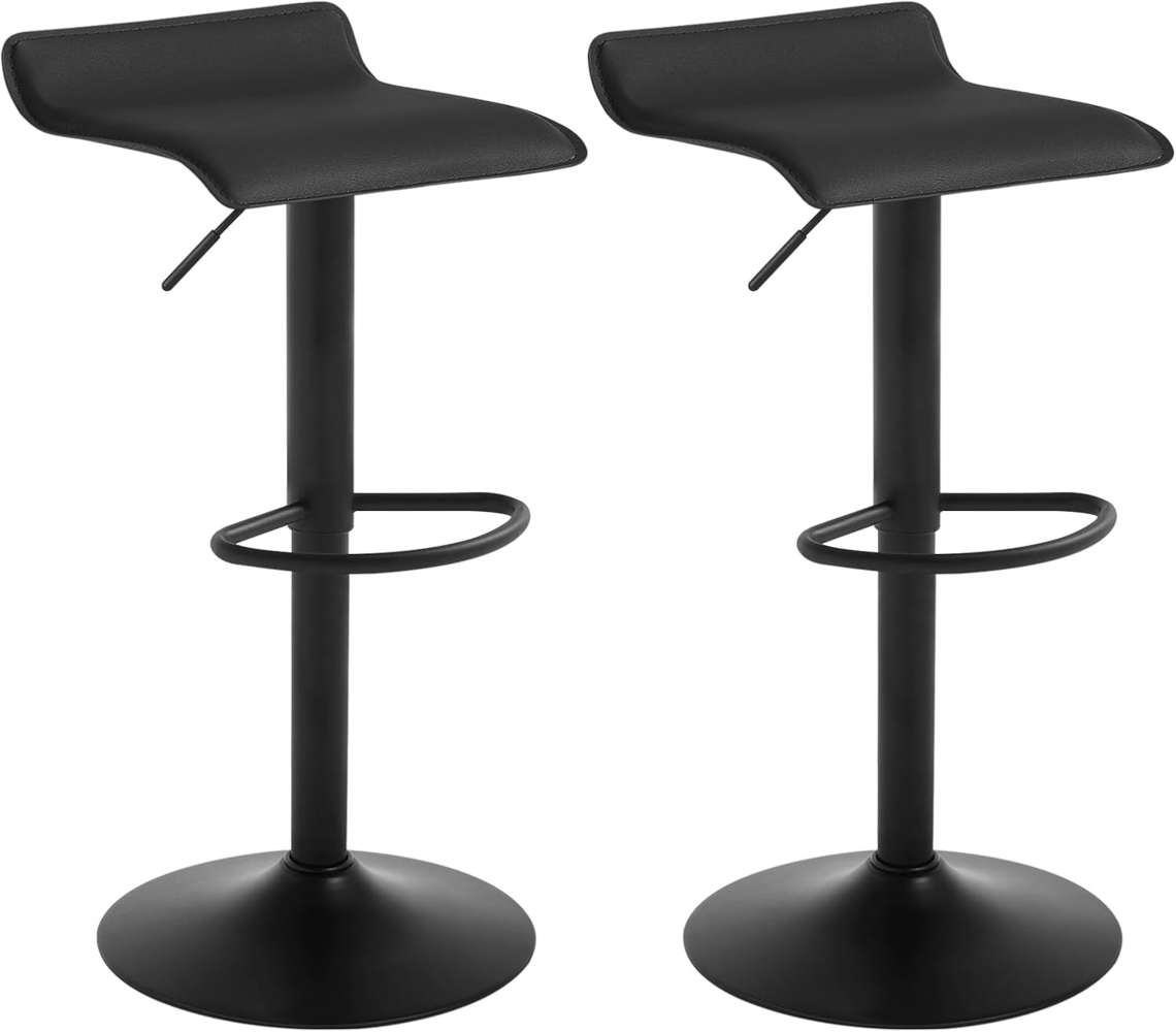 2er Set Barstuhl aus Kunstleder und Stahl schwarz Bild 1
