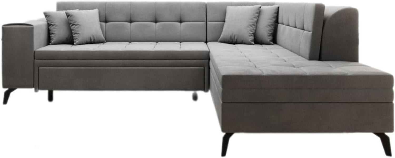 Designer Sofa Lania mit Schlaffunktion Samt Grau Rechts Bild 1