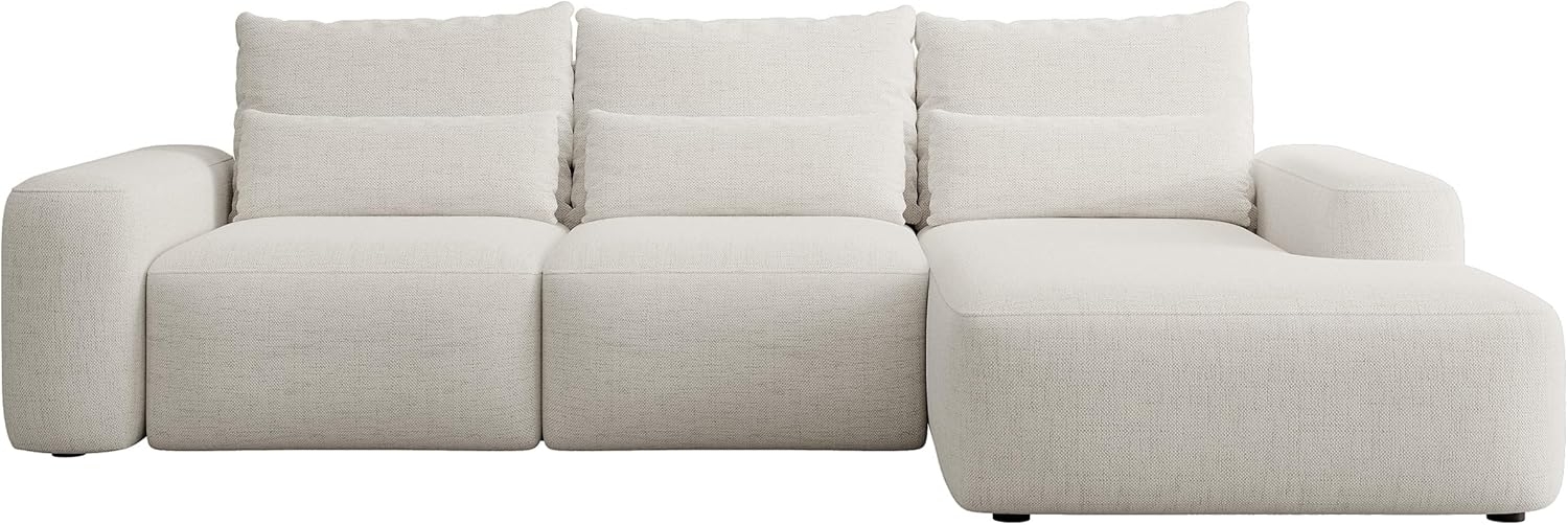 Selsey Sofa Ecksofa Eckcouch Schlafsofa Couch Mit Stauraum Schlaffunktion Pflegeleicht Mit Kissen Lendenkissen L Form Freistehend Rechts Hydrophobe Chenille Creme Carnos Bild 1