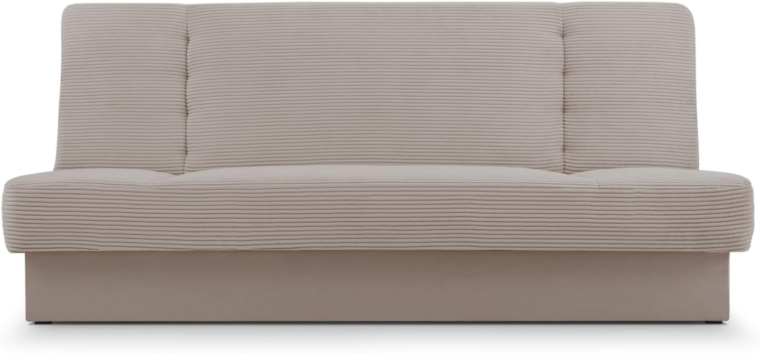 MOEBLO Schlafsofa CYPRUS NEW, Cord Sofa Beige Kippsofa Klappsofa Clic-Clack Couch für Wohnzimmer Federkern Sofagarnitur Polstersofa Cordstoff, mit Relaxfunktion Bild 1