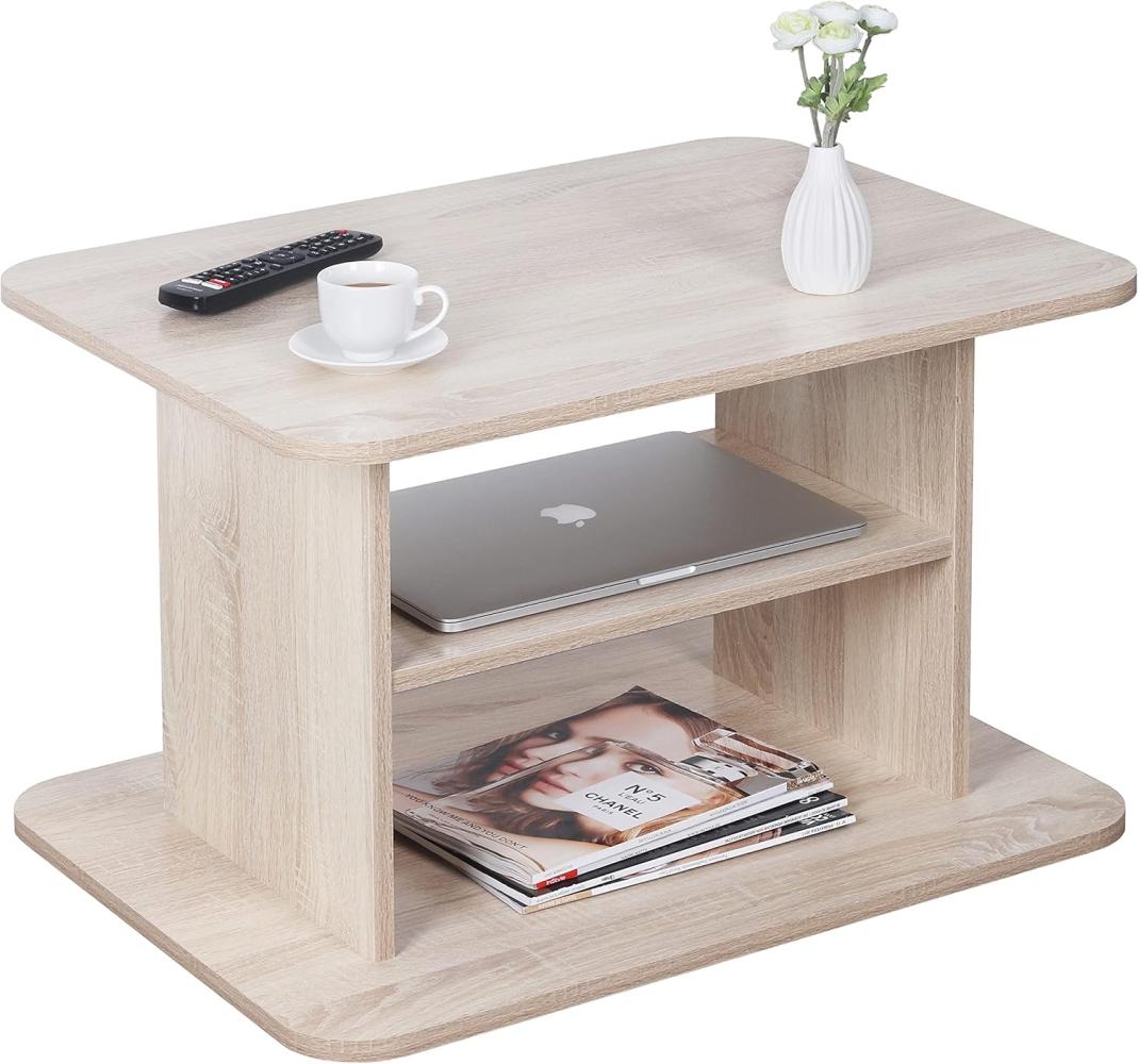 RICOO Couchtisch mit Stauraum 69 x 45 x 50 cm Wohnzimmer Beistell-Tisch Eiche Sonoma – WM094-ES Bild 1