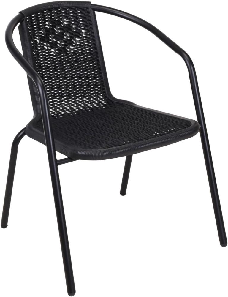 Stabiler Rattan-Design Bistrostuhl Stapelstuhl Stahl schwarz Bild 1