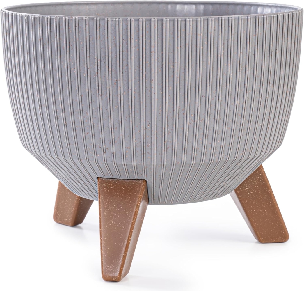 KONZEPT Blumentopf Pflanzschale 24/29cm Blumentopf mit Füßen, mit Wasserabfluss-Einsatz, wetterfest & UV-beständig, Übertopf für Innen & Außen Bild 1