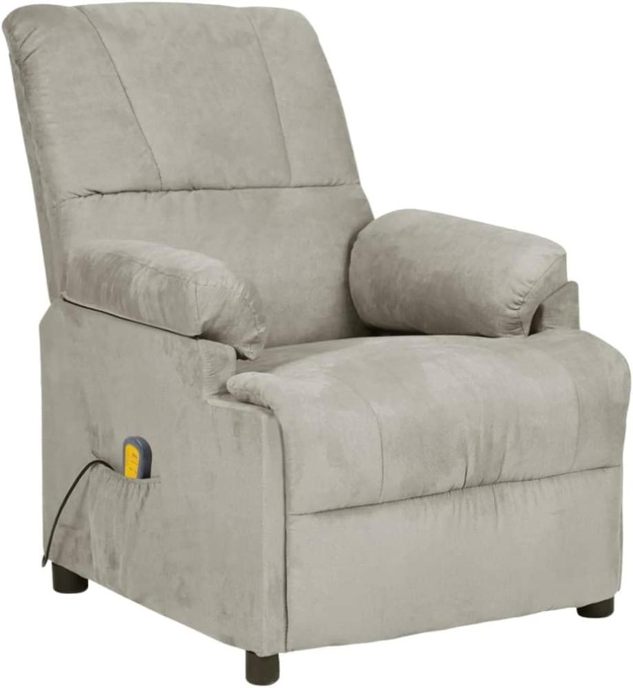 vidaXL Massagesessel Hellgrau Wildleder-Optik Bild 1