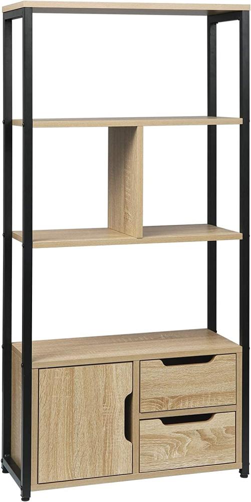 Standregal Bücherregal mit Schrank 58x24x120cm eiche hell Bild 1