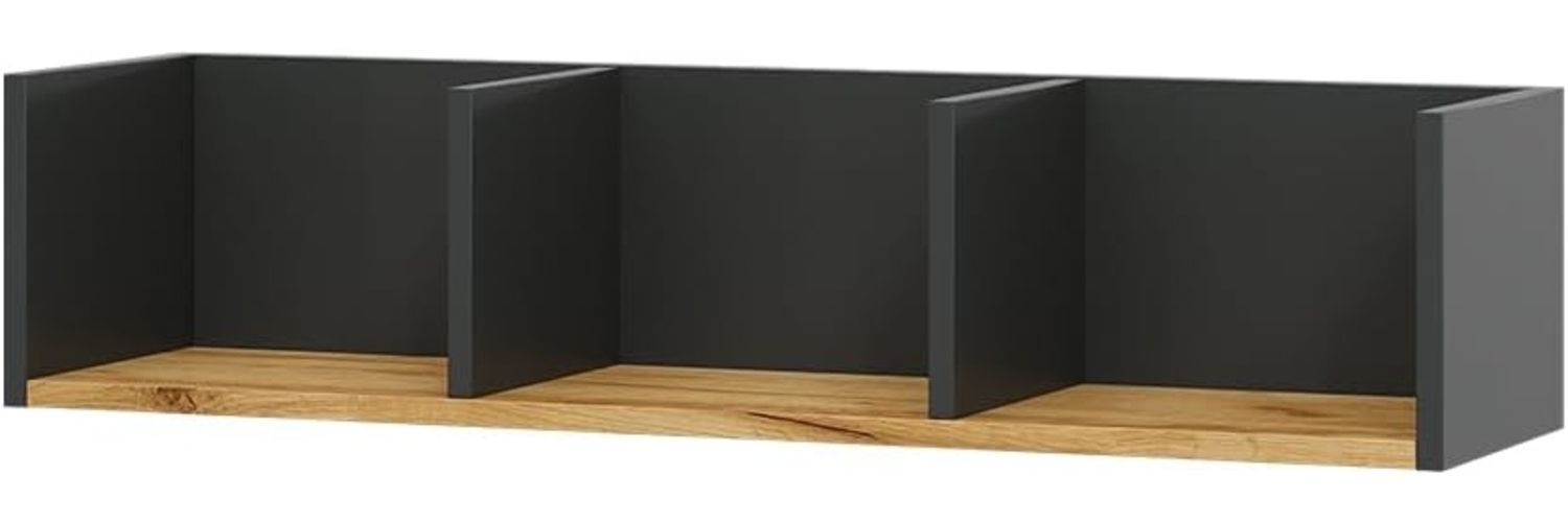 Wandregal Tomy Anthrazit/Goldkraft Eiche 90 x 20 cm Vicco Bild 1