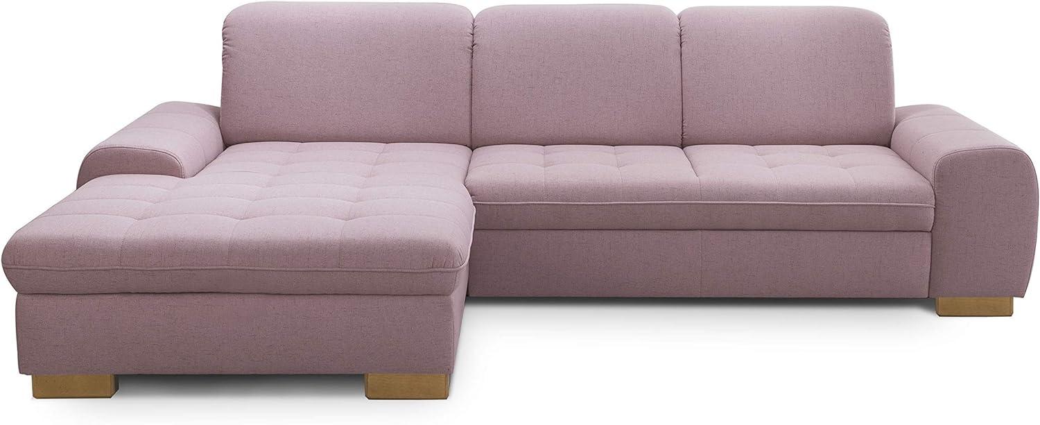 CAVADORE Sofaecke Lexi im Landhausstil / Sofa in L-Form mit XXL-Longchair links und Federkern / Inkl. Kopfteilverstellung / 275 x 82-99 x 173 / Flachgewebe: Altrosa Bild 1