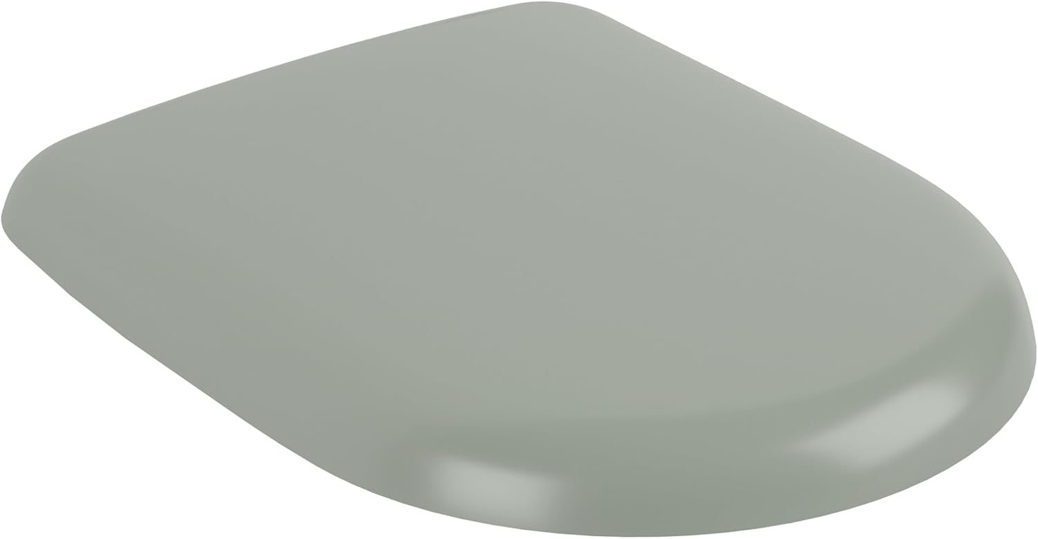 Villeroy & Boch Antao WC-Sitz, Toilettendeckel mit Absenkautomatik, abnehmbarer Toilettensitz aus bruchsicherem Duroplast, Klodeckel Original Ersatzteil, D-Form, Morning Green, matt Bild 1