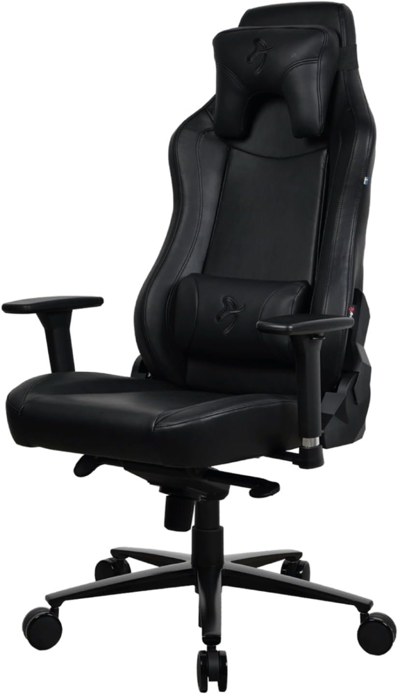 Arozzi Vernazza Premium-SoftPU™-Kunstleder in Automobilqualität, ergonomischer Computerspiel- oder Bürostuhl, Liegestuhl, Dreh- und Neigungswippe, 3D-Armlehnen, Lenden- und Nackenstütze – (Pure Black) Bild 1