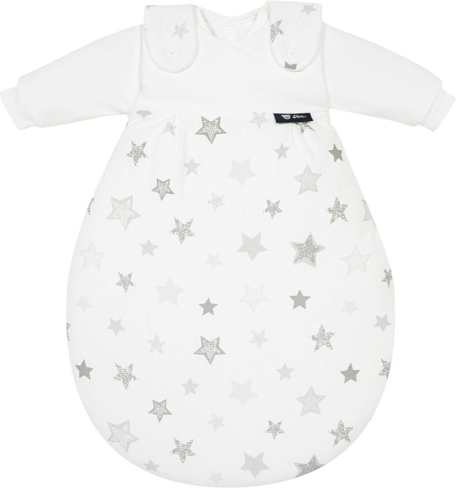 Alvi Baby Mäxchen Original | Babyschlafsack 3-teilig | Alvi Außensack & zwei Innensäcke | Kinderschlafsack mitwachsend & atmungsaktiv, Größe:62/68, Design:Silver Stars silbergrau 786-9 Bild 1