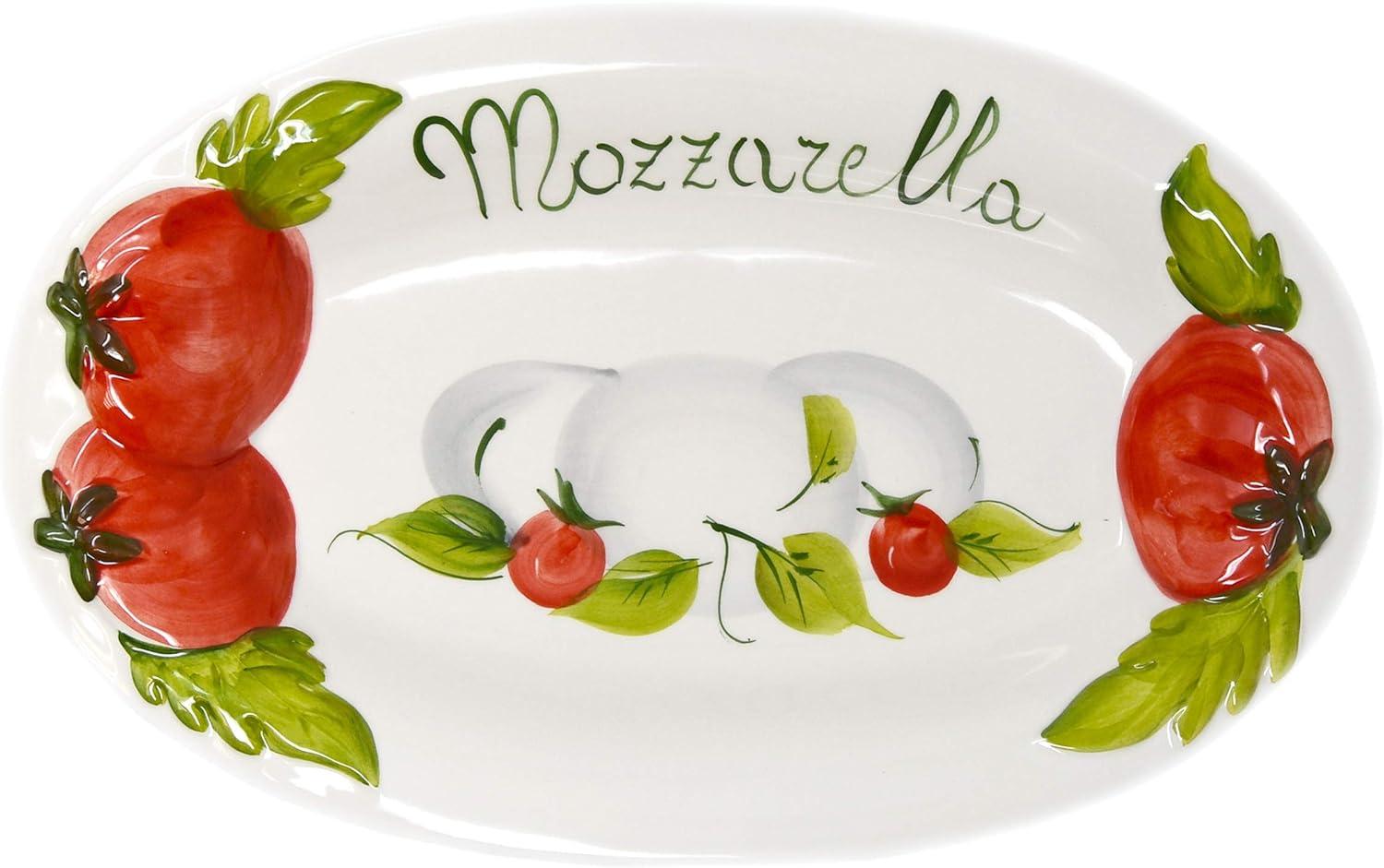 Lashuma Servierteller Tomate Mozzarella, Keramik, (1-tlg, 31 x 20 cm), Handgemachter Obstteller oval aus Italien Bild 1