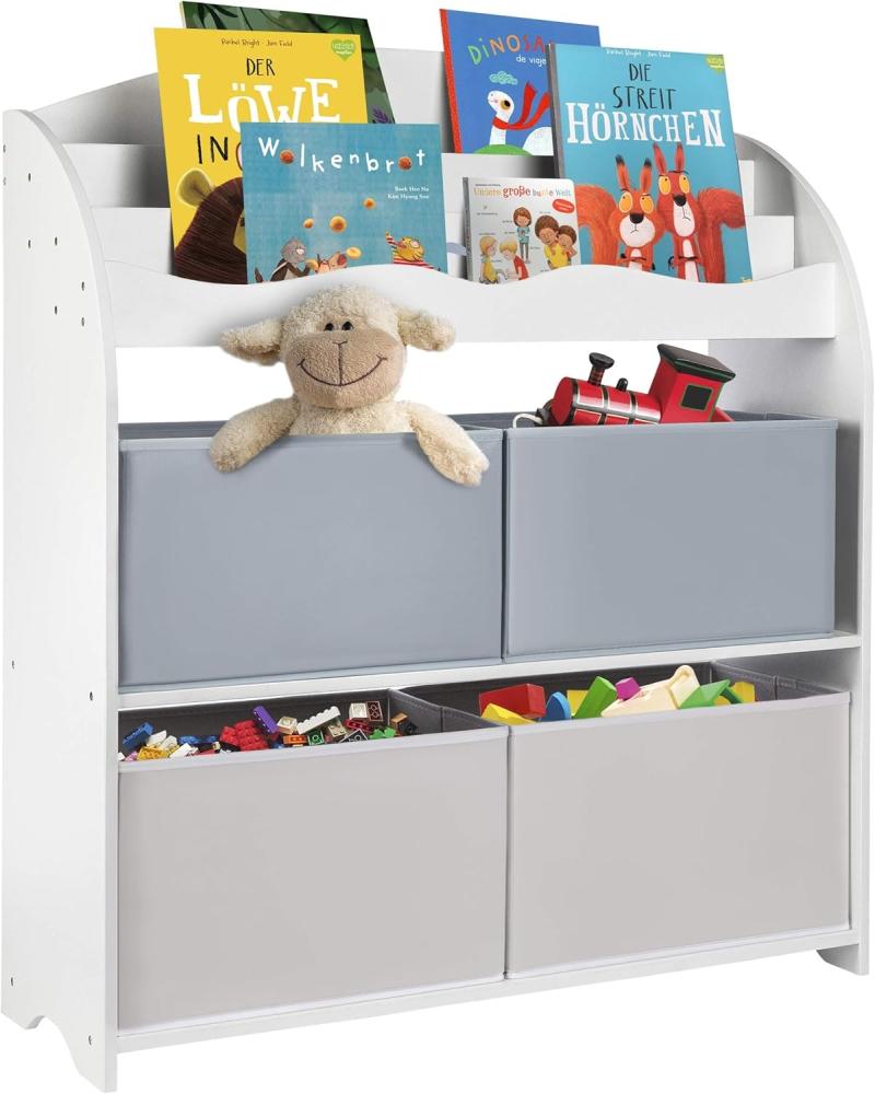 ONVAYA Bücherregal Kinder-Bücherregal Weiß, Kinderregal mit Boxen, Aufbewahrung Bild 1