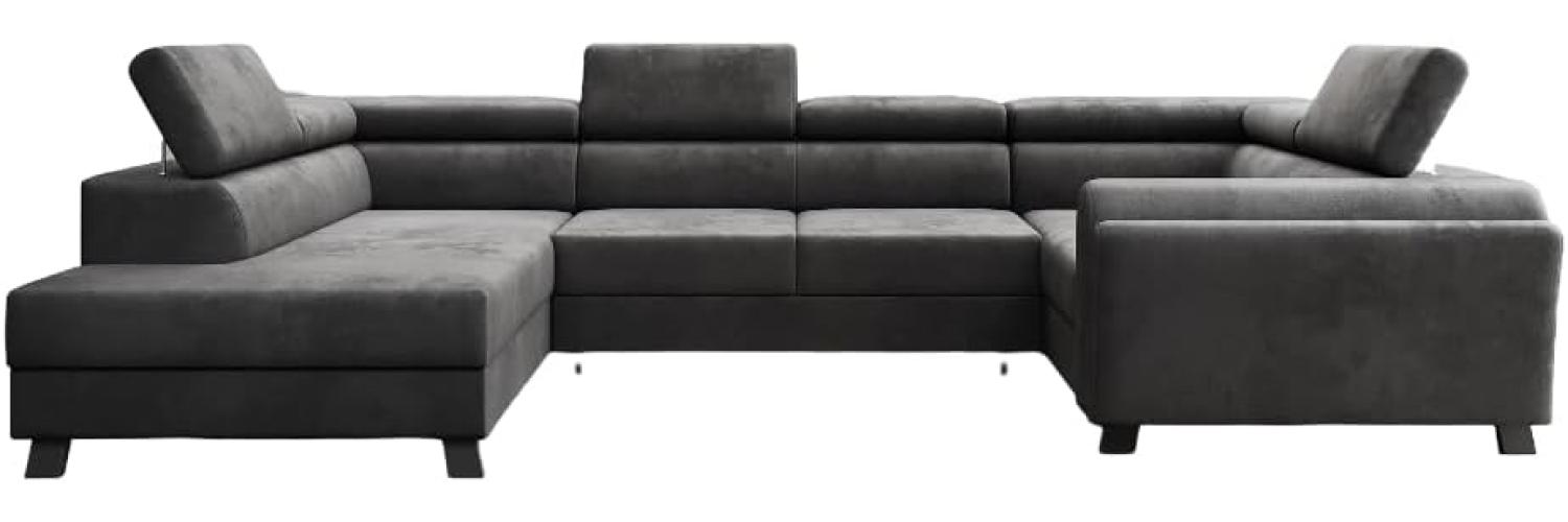 Designer Sofa Emilio mit Schlaf- und Klappfunktion Samt Anthrazit Links Bild 1