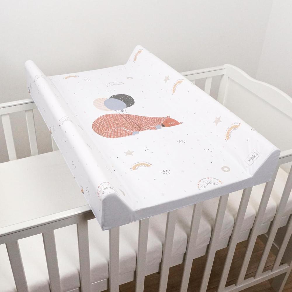 Baby Wickelunterlage / Wickelunterlage mit festem Boden, 80 x 50 cm, passend für 140 x 70 cm großes Babybett Bild 1