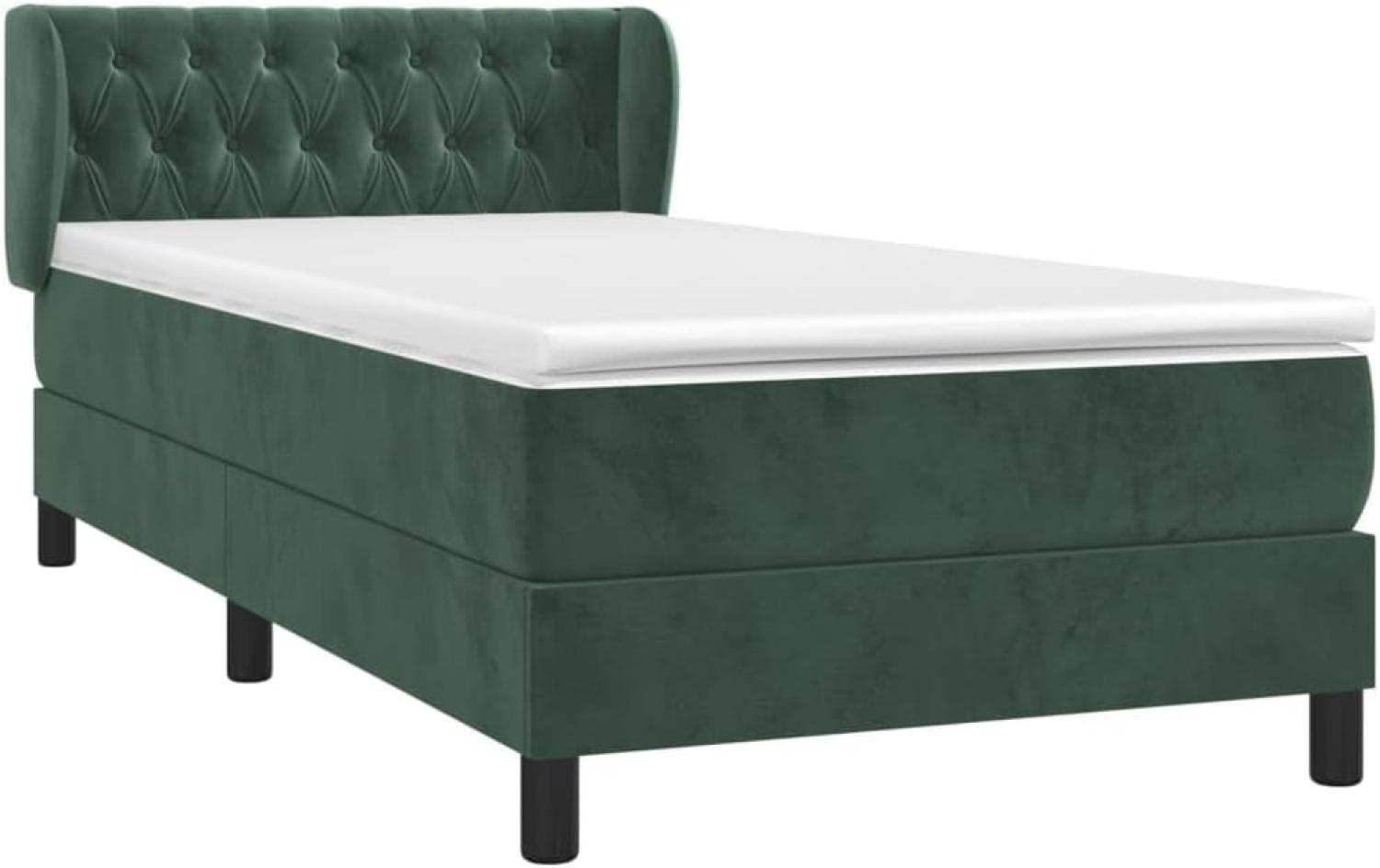 vidaXL Boxspringbett mit Matratze Dunkelgrün 90x190 cm Samt 3127646 Bild 1