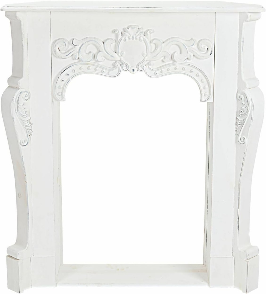 Mirabeau Kaminumbauschrank romantische Kaminkonsole Emporia aus Tannenholz mit Ornamenten weiß (handgefertigt, detailreiches Design, inkl. Ornamentverzierung) Kaminrahmen, Eckkonstruktion, B 82cm, H 97cm, T 21cm Bild 1