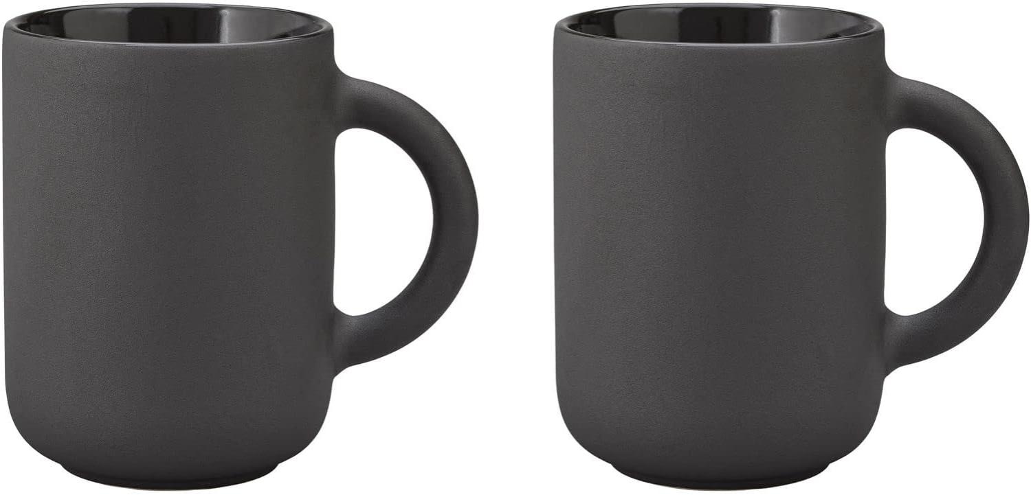 Stelton Theo Becher 2er-Set, Trinkbecher, Kaffeetasse, Steingut, Schwarz, 350 ml, x-639 Bild 1