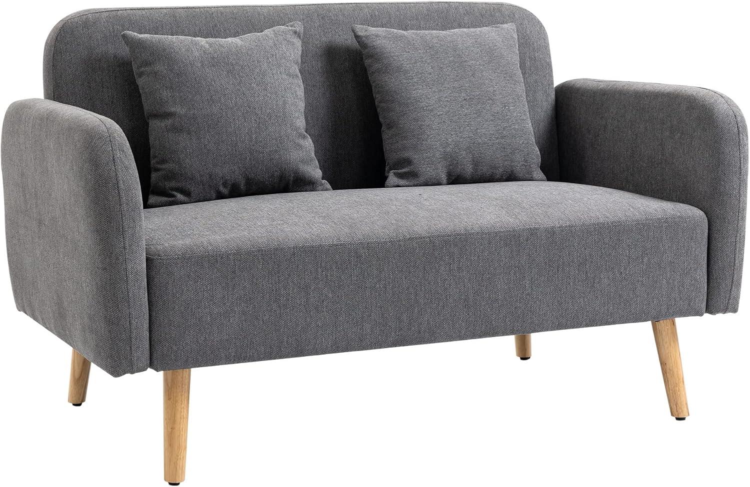 HOMCOM 2-Sitzer Doppelsofa mit Kissen und Anti-Rutsch Beinen Bild 1