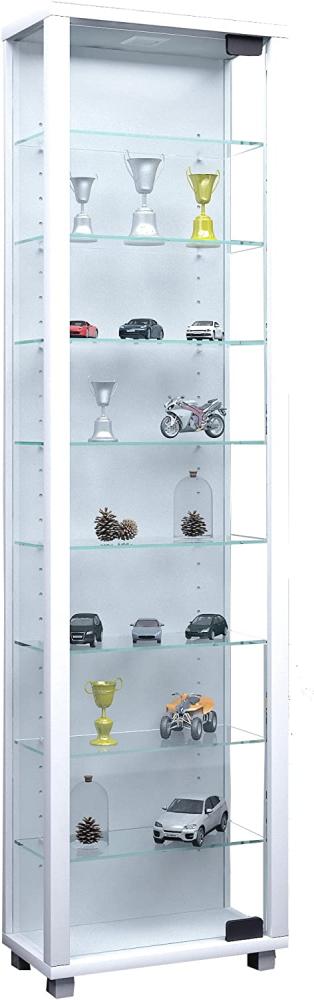 VCM Vitrine Edana Maxi m. Beleuchtung, Holz, Weiß, 115 x 33 x 18 cm Bild 1