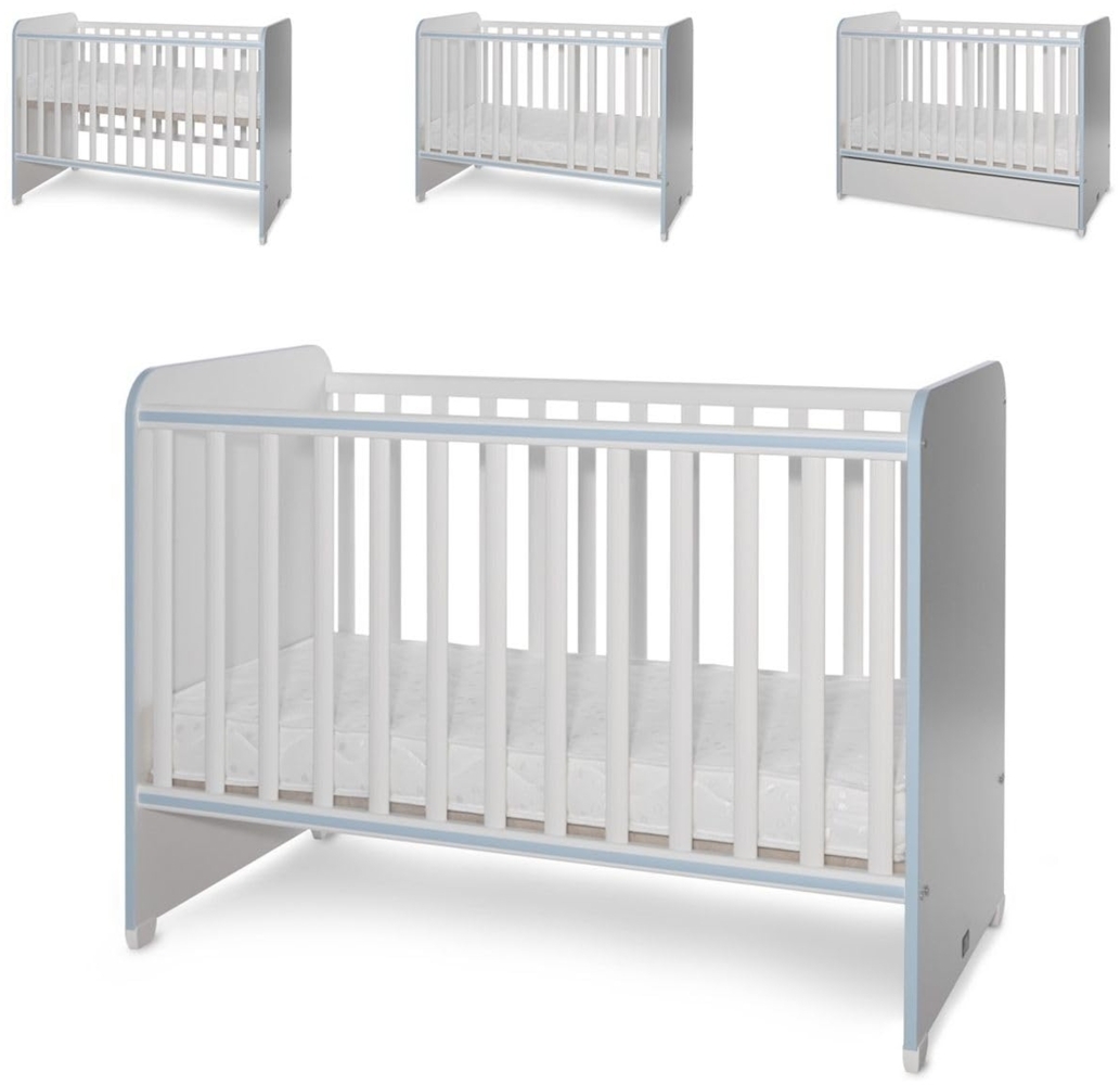 Lorelli Babybett Sweet Dream 124 x 68 x 95 cm Unterbettrahmen mit zwei Ebenen blau Bild 1