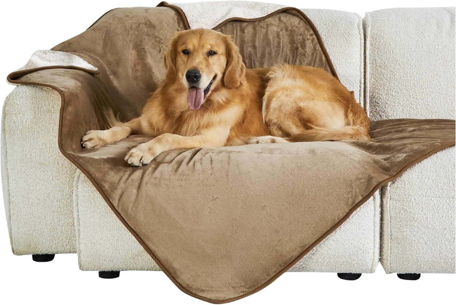 Lesure wasserdichte Hundedecke Grosse Hunde - 152x127 cm Outdoor Hundedecke waschbar, Hundedecke Sofaschutz aus Sherpa Fleece, Katzendecke flauschig und weich, Kamel Bild 1