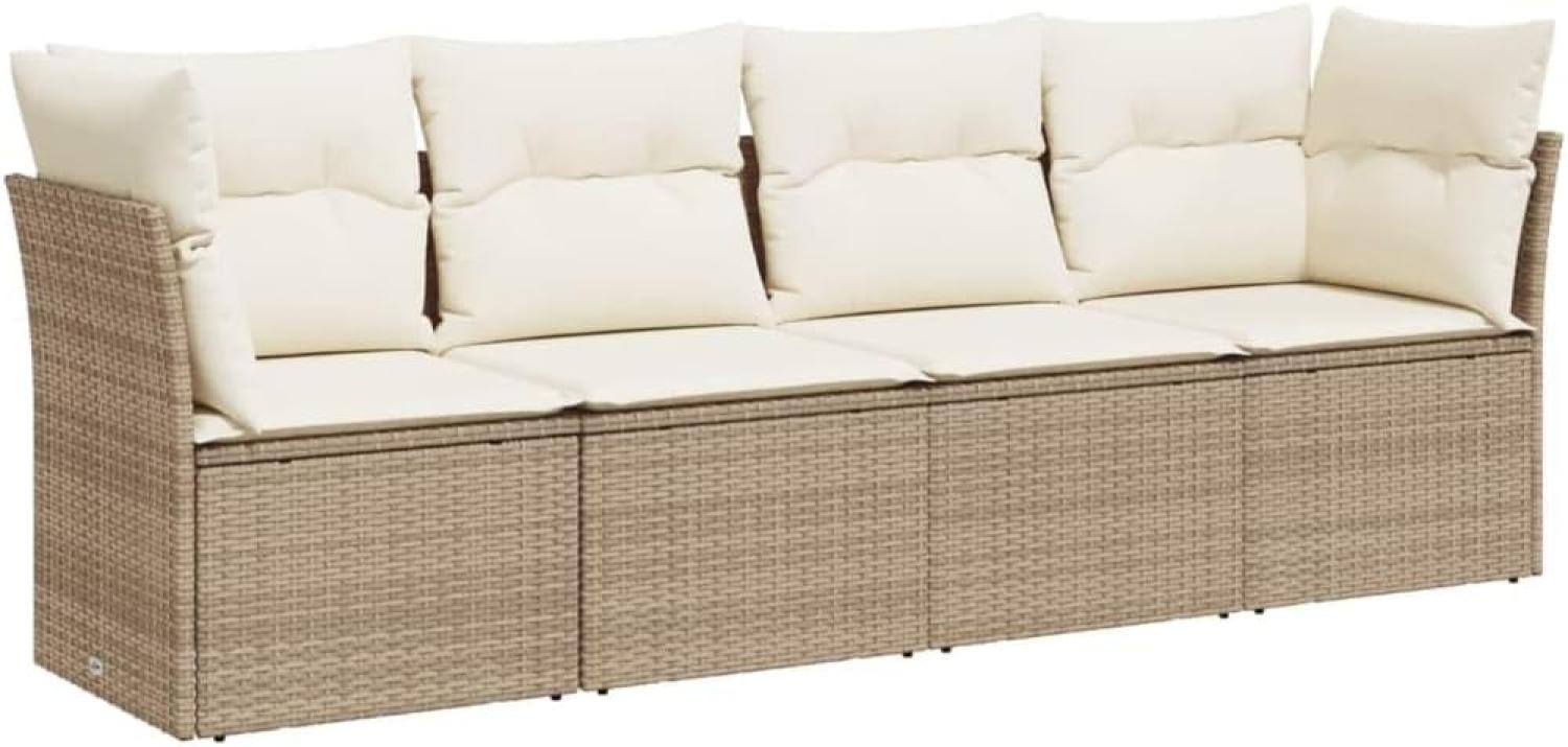 vidaXL 4-tlg. Garten-Sofagarnitur mit Kissen Beige Poly Rattan 3249067 Bild 1